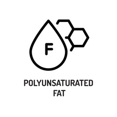 Polyunsaturated fat line black icon. Nutrition facts.