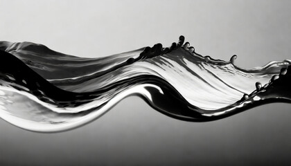 a black and white photo of a wave of liquid on a white background generative ai