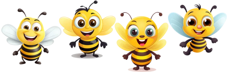 Fotobehang Cartoon happy bee . PNG. Transpatent background © Gasi
