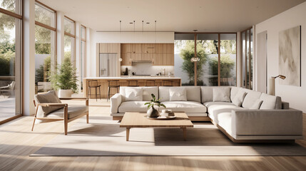 Fototapeta premium Beautiful modern living room with natural light