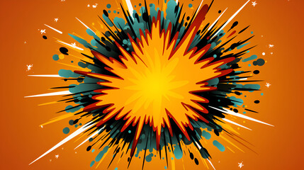 Glittering coupon icon in pop art style on an orange background with radial details. Special offer.