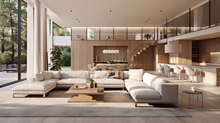 Beautiful modern living room with natural light
