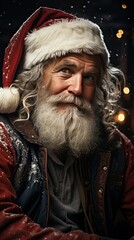 Santa claus with expression of boredom or stress. Cool Christmas concept. Generative AI