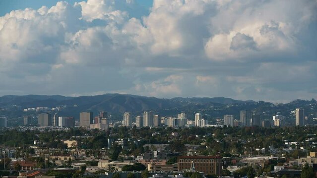 Los Angeles Westwood Skyline 200mm from Culver City Time Lapse California USA