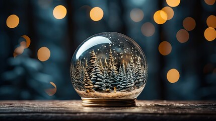 Fototapeta na wymiar Snow Globe Sparkling In Shiny Background. Magic Christmas. Christmas snow globe. Generative AI