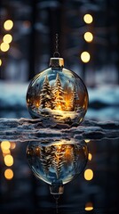 Empty transparent christmas ball. Christmas snow globe. Generative AI