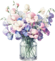 Petals and Posies: A Watercolor Floral Bouquet in a Vase