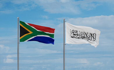 South Africa and Afghanistan national flags, country relationship concept