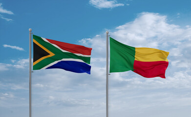 Benin and South Africa flags, country relationship concept