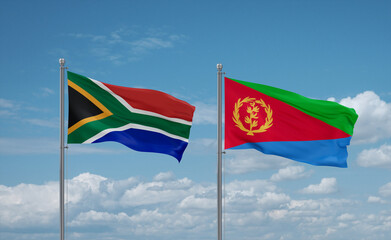 Eritrea and South Africa flags, country relationship concept