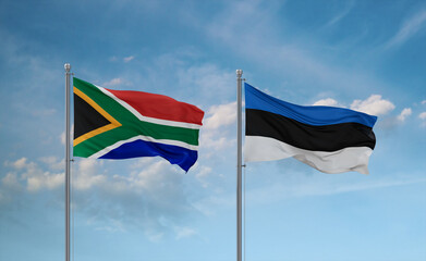 Estonia and South Africa flags, country relationship concept
