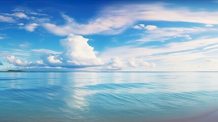 Naklejka na ściany i meble tropical beach panorama seascape with a wide horizon