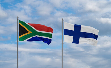 Finland and South Africa flags, country relationship concept