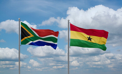 Ghana and South Africa flags, country relationship concept