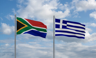 Greece and South Africa flags, country relationship concept