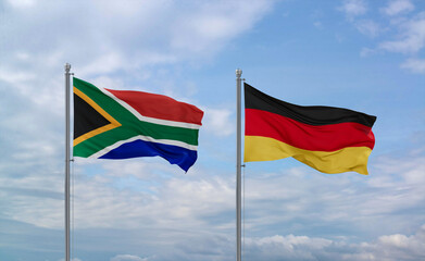 Germany and South Africa flags, country relationship concept