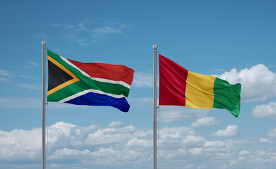 Guinea and South Africa flags, country relationship concept