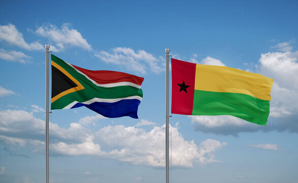Guinea-Bissau and South Africa flags, country relationship concept