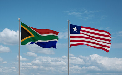 Liberia and South Africa flags, country relationship concept