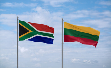 Lithuania and South Africa flags, country relationship concept