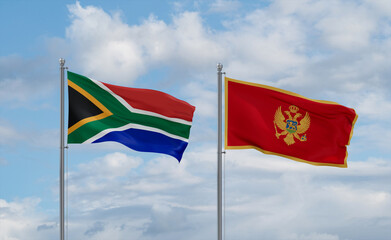 Montenegro and South Africa flags, country relationship concept