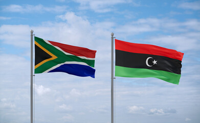 Libya and South Africa flags, country relationship concept