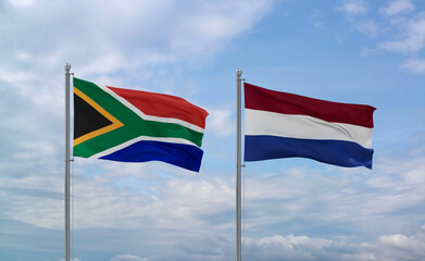 Netherlands and South Africa flags, country relationship concept