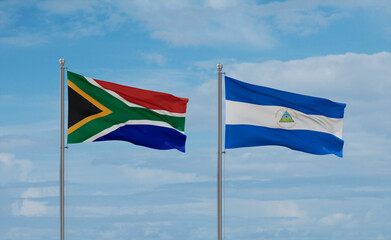 Nicaragua and South Africa flags, country relationship concept