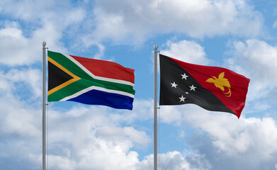 Papua New Guinea and South Africa flags, country relationship concept