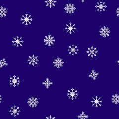 Seamless pattern snowflakes on blue background