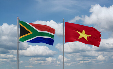Vietnam and South Africa flags, country relationship concept