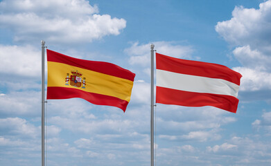 Austria and Spain flags, country relationship concept