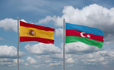 Azerbaijan and Spain flags, country relationship concept