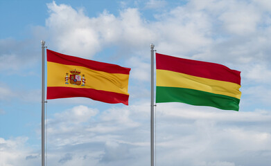 Bolivia and Spain flags, country relationship concept
