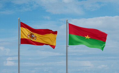 Burkina Faso and Spain flags, country relationship concept