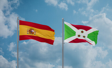 Burundi and Spain flags, country relationship concept