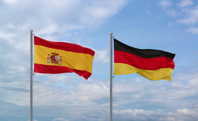 Germany and Spain flags, country relationship concept