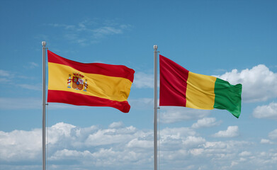 Guinea and Spain flags, country relationship concept