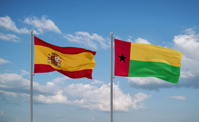 Guinea-Bissau and Spain flags, country relationship concept