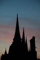 Silhouette and vertical of three pagoda of Wat Phra Sri Sanphet