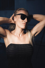 Sensuous erotic female model sunglasses