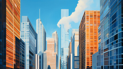 Fototapeta na wymiar Background illustration of city with buildings and skyscrapers