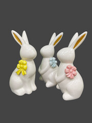  group of ceramic white hares