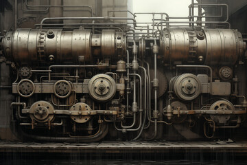 Obraz premium industrial building - combination of mechanical textures and atmospheric tones