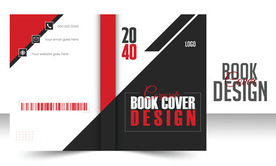 Modern book cover design template with geometric shapes.