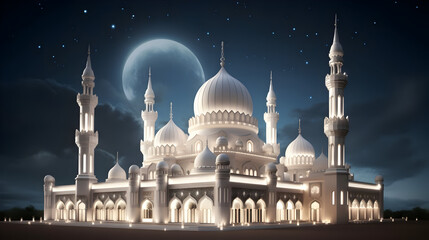 Fototapeta na wymiar Islamic Mosque , Night sky, Arabic Mosque
