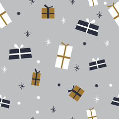 Christmas seamless pattern with gifts, vector pattern in repeat