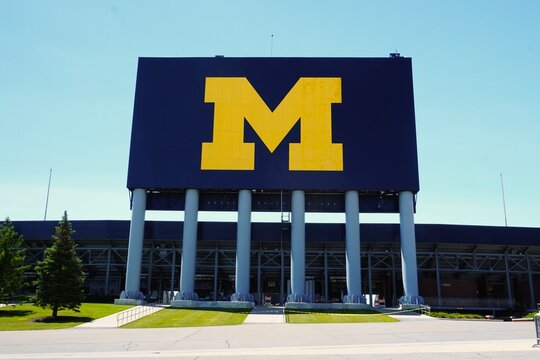 Michigan Stadium (The Big House) is the football stadium for the University of Michigan Wolverines. It is the largest stadium in the country and built in 1927 - Ann Arbor, Michigan, USA – October 20