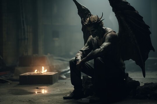 Artistic representation of a fallen angel devil, embodying the complexity of good and evil.

