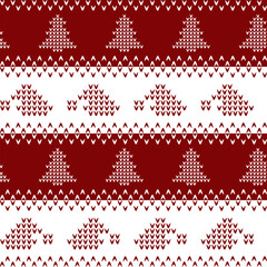 Knitted seamless pattern, christmas pattern with tree